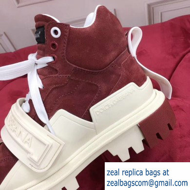 Dolce  &  Gabbana High-top Sneakers Creamy/Burgundy With Logo 2019